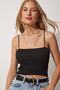 Women's Black Strap Crop Knitwear Blouse PN00071 - 5