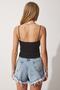 Women's Black Strap Crop Knitwear Blouse PN00071 - 6