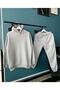 Gray Tracksuit Set Oversize Unisex Three Thread Ribbed Thick And High Quality