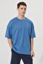Men's Indigo Oversize Loose Cut Crew Neck Sweatshirt T-Shirt