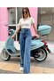 Franko 90's Blue Snow Wash Palazzo Jean Women's Wide Leg Colorfast Gathering Jeans
