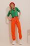 Orange Basic Sweatpants with Elastic Waist and Cuffs Alc-X5902 - 4