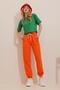 Orange Basic Sweatpants with Elastic Waist and Cuffs Alc-X5902 - 5