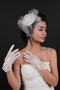 White Lace Embroidered Bridal Gloves and Bridal Hat - 5