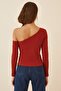 Women's Brick Open Shoulder Corded Knitted Blouse TG00011 - 2