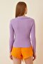Women's Lilac Polo Neck Corded Knitted Blouse GT00111 - 3