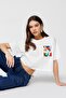 Ecru 100% Thick Cotton Printed Relaxed/Loose Fit Comfortable Cut Crop Knitted T-Shirt Twoss23Ts00369