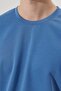 Men's Indigo Oversize Loose Cut Crew Neck Sweatshirt T-Shirt - 4