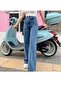 Franko 90's Blue Snow Wash Palazzo Jean Women's Wide Leg Colorfast Gathering Jeans - 3