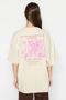 Taş %100 Kalın Pamuklu Ön ve Arka Baskılı Oversize/Geniş Kalıp Örme T-Shirt TWOSS23TS00269 - 12