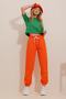 Orange Basic Sweatpants with Elastic Waist and Cuffs Alc-X5902