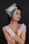 White Lace Embroidered Bridal Gloves and Bridal Hat - 6