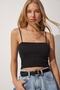 Women's Black Strap Crop Knitwear Blouse PN00071 - 2