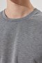 Men's Gray Melange Oversize Loose Cut Crew Neck Sweatshirt T-Shirt - 4