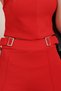 Women's Red High Waist Buckle Detailed Plaid Front Lycra Trousers ALC-X10047 - 5