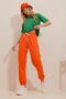 Orange Basic Sweatpants with Elastic Waist and Cuffs Alc-X5902 - 3