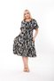 Plus Size Knee Length Sleeve and Skirt Ruffle Detailed Stylish Pocketed Viscose Combed Cotton Dress