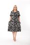 Plus Size Knee Length Sleeve and Skirt Ruffle Detailed Stylish Pocketed Viscose Combed Cotton Dress - 2
