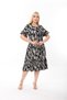 Plus Size Knee Length Sleeve and Skirt Ruffle Detailed Stylish Pocketed Viscose Combed Cotton Dress - 4