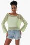 Women's Mesh Knitted Cotton Bolero Knitwear Sweater Green 23s1006 - 3