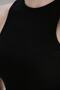 Summer Halter Collar Slit Detail Body-Sitting Flexible Ribbed Midi Length Dress - Black - 3