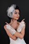 Polka Dot Bridal Voilet and Lace Bridal Gloves - 4
