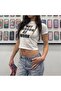 Hot Person at Work Patterned White Color Harajuku Women's Crop Blouse T-Shirt - 2