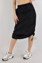 Women's Black Parachute Fabric Drawstring Skirt - 3