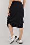 Women's Black Parachute Fabric Drawstring Skirt - 4