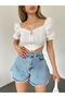 Women's High-Waisted Tassel-Hem Bell-Look Denim Shorts - 3