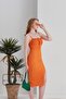 Summer Summer Front Tie Slit Detail Midi Dress - Orange - 6