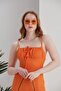 Summer Summer Front Tie Slit Detail Midi Dress - Orange - 7