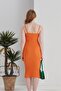 Summer Summer Front Tie Slit Detail Midi Dress - Orange - 8