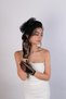 Black Polka Dot Costume Cap and Flower Detailed Bridal Gloves - 2