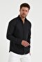 Men's Slim Fit Double Oxford Button Collar Shirt Black White - 2