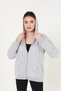 Gri Kapüşonlu Fermuarlı Sweatshirt - 2