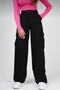 Vevis Women's Black High Waist Cargo Pocket Denim Pants Cargo Pocket Palazzo Jeans