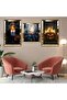 Gold Plexi Edge Triple Mdf Table Set Clock Set