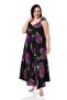 Plus Size Adjustable Rope Strap Woven Viscose Lilac Floral Women's Jumpsuit - 4