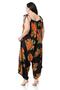 Plus Size Adjustable Rope Strap Woven Viscose Orange Floral Women's Jumpsuit - 3