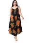 Plus Size Adjustable Rope Strap Woven Viscose Orange Floral Women's Jumpsuit - 4