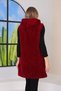 Hooded Fleece Long Burgundy Plush Vest - 4