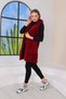 Hooded Fleece Long Burgundy Plush Vest - 6