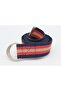 Unisex Navy Blue Red Tan D Ring Tactical Sports Canvas Cloth Belt - 2