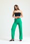 Women's Green Summer Seersucker Wrap Fabric Wide Leg Trousers - 4