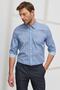 Men's Blue Slim Fit Slim Fit Hidden Button Collar 100% Cotton Printed Shirt