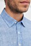 Men's Blue Slim Fit Slim Fit Hidden Button Collar 100% Cotton Printed Shirt - 7