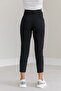 Women's High Waist Belted Trousers Qns040 - Black - 4