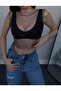 Black Stone Mesh Crop