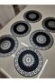 6 Pieces / Velvet Lux Foil Embroidered Placemat Set (Black with Silver Embroidery) / 33cm Round - 3